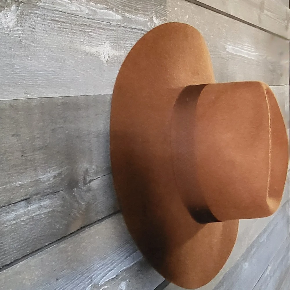 Classic Western Style Wide Brim Fedora Hat in Caramel Brown